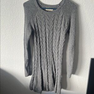 Gray Cable Knit Sweater Dress